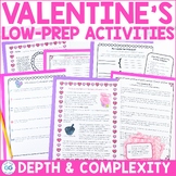 Valentine's Day Print and Go Activities | Depth and Complexity