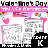Valentine's Day Math and Phonics Worksheets and Activities