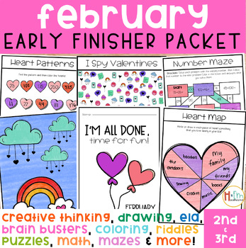 Preview of Valentines Day Early Finisher Activity Packet │February Worksheets & Puzzles 2&3