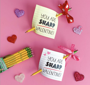 Preview of Valentine's Day Printable Cards 2022: Pencil themed