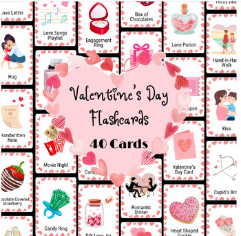 Preview of Valentine's Day Printable Flashcards for Language Learning, DIY Love Themed