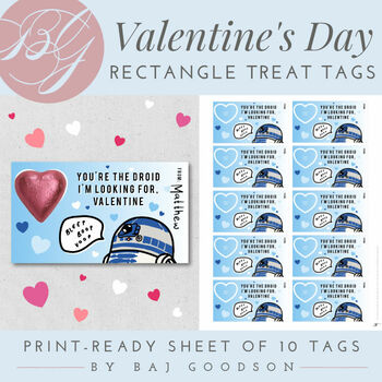 Preview of Valentine's Day Printable | Robot Droid Candy Treat Tags | 10 Print Ready Cards