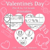 Valentine’s Day Printables | Pre-K to 1st | No-Prep Print-