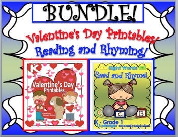 Preview of Valentine's Day Printables Reading Rhyming Math Sight Words K - 1