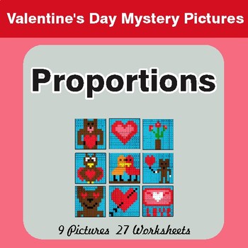 Valentine's Day: Proportions - Color-By-Number Math Mystery Pictures