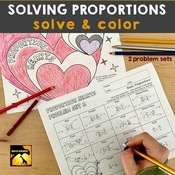 Preview of Valentine's Day Solving Proportions Activity: Solve and Color