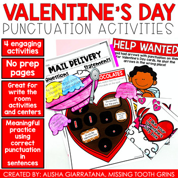 Preview of Valentine's Day Punctuation Activities for February | Write The Room and Centers