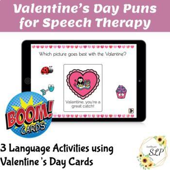 Preview of Valentine's Day Figurative Language and Puns BOOM Cards for Speech Therapy