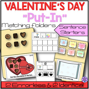 Preview of Valentine's Day "Put-in" Theme File Folders Errorless Identical for SPED Speech