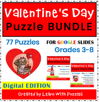 Preview of Valentine's Day Puzzle BUNDLE for Google Apps™ Gr3-8 Digital