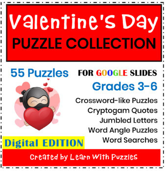 Preview of Valentine's Day Puzzle Collection for Google Apps™ 55 Puzzles Gr3-6 Digital