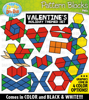 Preview of Valentine's Day Puzzle Pattern Blocks Clipart {Zip-A-Dee-Doo-Dah Designs}
