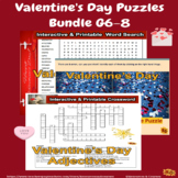 Valentine's Day Puzzles Bundle Grade 6-8 with Bonus Activity