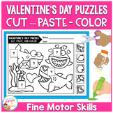 Valentine's Day Puzzles Cut and Paste Activity Fine Motor Skills