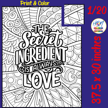 Preview of Valentine's Day Quote Collaboative Coloring Poster Art Craft, The Secret is Love
