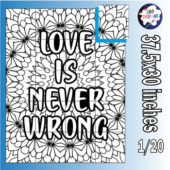 Preview of Valentine's Day Quote Collaboative Coloring Poster Art Craft, The Secret is Love