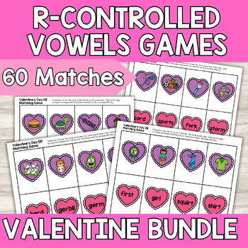 Preview of Valentine's Day R Controlled Bossy R Matching Game Bundle Phonics Center