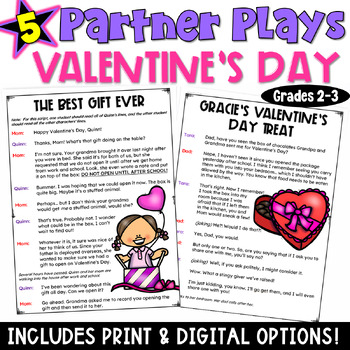 Preview of Valentine's Day Reading Activity: Partner Play Scripts & Comprehension Worksheet
