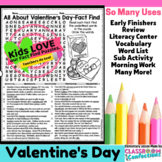 Valentine's Day Reading Activity Word Search Puzzle Early 
