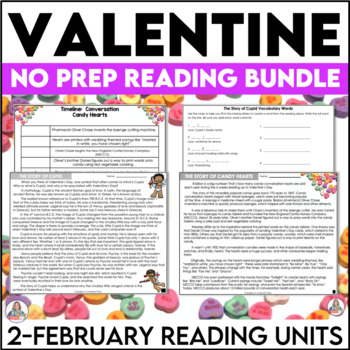 Preview of Valentine's Day Reading Bundle - February Reading Comprehension Activities