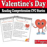 Valentine's Day Reading Comprehension CVC Stories - 8 Stor