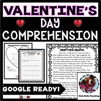 Preview of Valentine's Day Reading Comprehension Activity Dogs