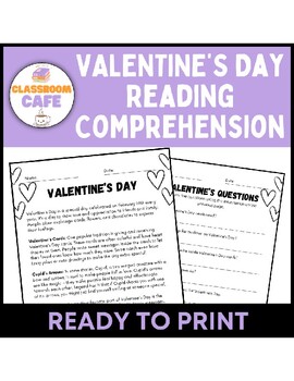 Preview of Valentine's Day Reading Comprehension Activity or Center - Grade 1, 2, 3