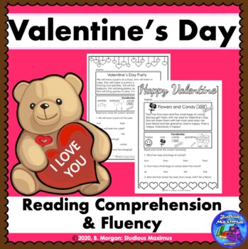 Preview of Valentine's Day Reading Comprehension, Fluency Passages & Interactive Activities