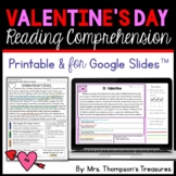 Valentine's Day Reading Comprehension Nonfiction Grades 2-