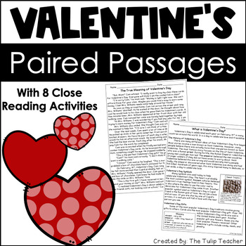 Preview of Valentine's Day Reading Comprehension Paired Passages Close Reading Activities