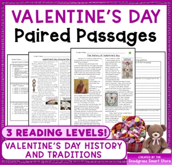 Preview of Valentine's Day: Reading Comprehension Paired Passages and Questions