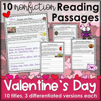 Preview of Valentine's Day Reading Comprehension Passages