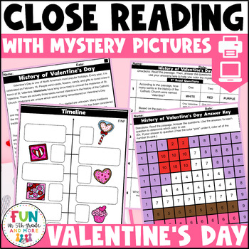 Preview of Valentine's Day Reading Comprehension Passages - Reading Valentine Activities