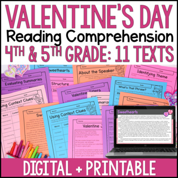 Preview of Valentine's Day Reading Comprehension Passages - Digital Activities