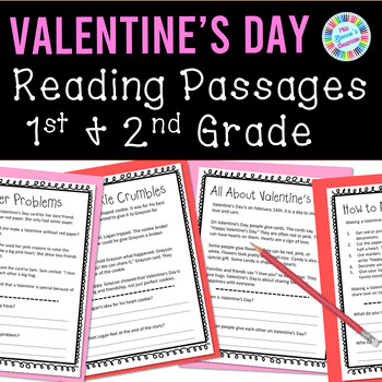 Preview of Valentine's Day Reading Comprehension Passages & Questions 1st Grade & 2nd Grade