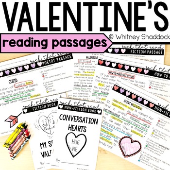 Preview of Valentine's Day Reading Comprehension Passages and Questions for February