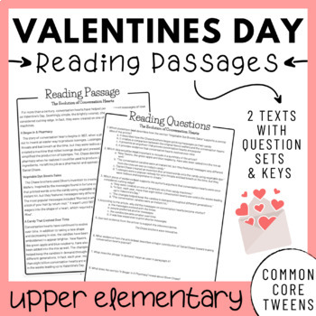 Preview of Valentine's Day Reading Comprehension Passages and Questions (Upper Elementary)