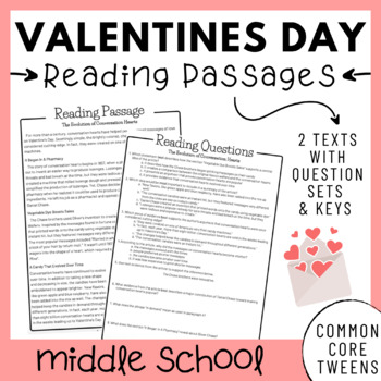 Preview of Valentine's Day Reading Comprehension Passages and Questions (Middle School)