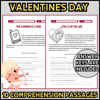 Preview of Valentine's Day Reading Comprehension Passages| drawing,coloring,| 1st&2nd grade