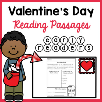 Preview of February Reading Comprehension Passages with Questions for 1st Grade