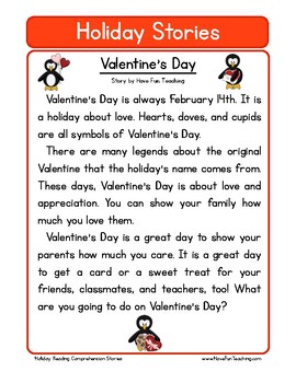 Valentine's Day Reading Comprehension Worksheet by Have Fun Teaching