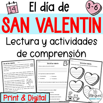 Preview of Valentine's Day Reading Comprehension in Spanish -  Lectura Día de San Valentin