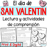 Valentine's Day Reading Comprehension in Spanish -  Lectur