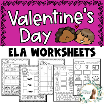 Preview of Valentine's Day Reading/ELA Worksheets. Phonics and Phonemic Awareness