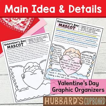 Preview of Valentine's Day Reading - Main Idea and Supporting Details - Graphic Organizers