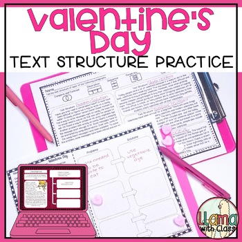 Preview of Valentine's Day Reading Passages with Text Structure Practice Worksheets - 4th