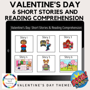 Preview of Valentine's Day Reading Short Stories and Reading Comprehension Boom Cards™