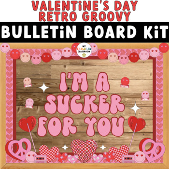 Preview of Valentine's Day Retro Groovy Bulletin Board Kit or Door Decor