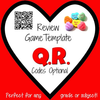 Preview of Valentine's Day Review Game Template with QR Codes