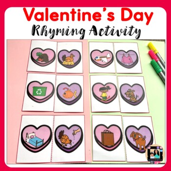 Preview of Valentine's Day Rhyming Activity | Valentine's Day Kindergarten Center Activity